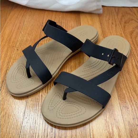 CROCS Shoes - CROCS Black and Tan Women's Sandals